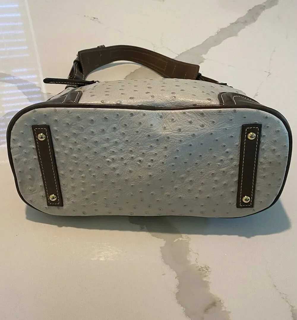 Dooney & Bourke Ostrich Hobo In Bone And Brown